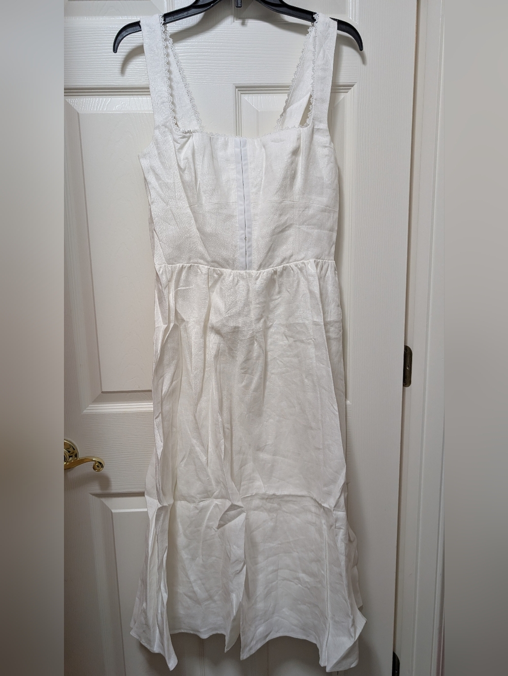 Reformation Tagliatelle White Linen Midi Dress Size 8 NEW NWT